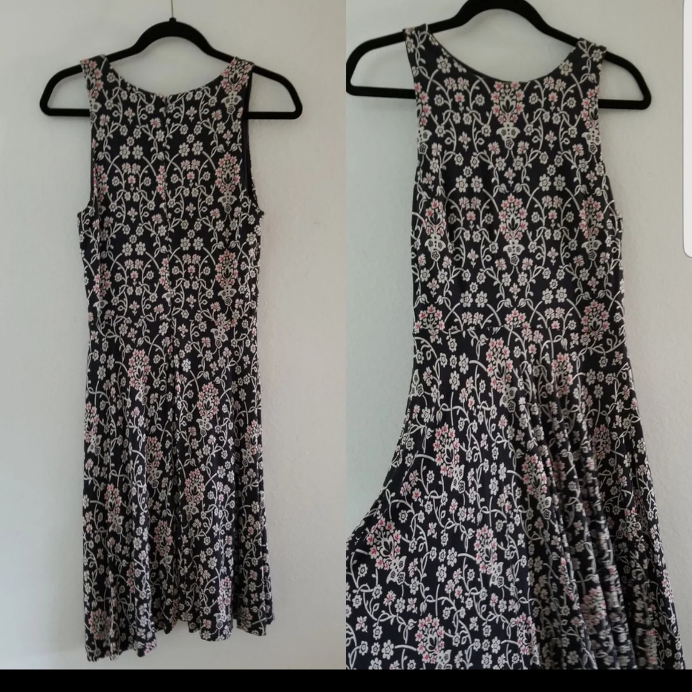 Loft floral  blue white pink midi dress size small